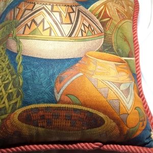 Indian Pottery Themed Throw Pillow
